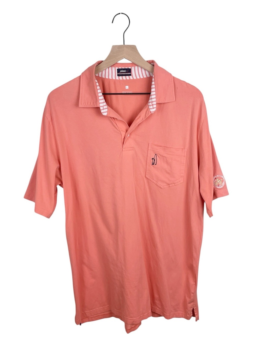 Johnnie-O Men's Golf Polo Shirt Size Large Embroidered Rolling Rock Club Logo